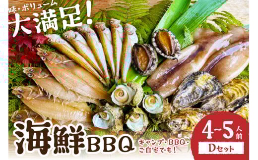 大満足！京丹後・海鮮BBQ　Dセット　贅沢アワビ付　6種22品（4～5人前）　魚介類 さざえ 蠑螺 カキ かき いか かれい あわび 鮑 バーベキュー ばーべきゅー きゃんぷ アウトドア あうとどあ 個包装 冷凍 送料無料　YK00369