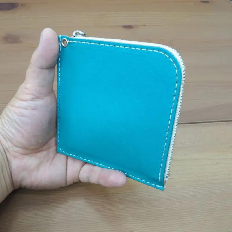 財布 プチウォレット【ターコイズブルー】 革 ( 縦約11cm × 横約11cm × 厚さ約1.0cm )【lfco0004-5】