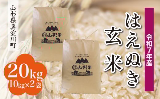 ＜令和7年産米＞ はえぬき 【玄米】 20kg （10kg×2袋）＜配送時期指定可＞　山形県真室川町