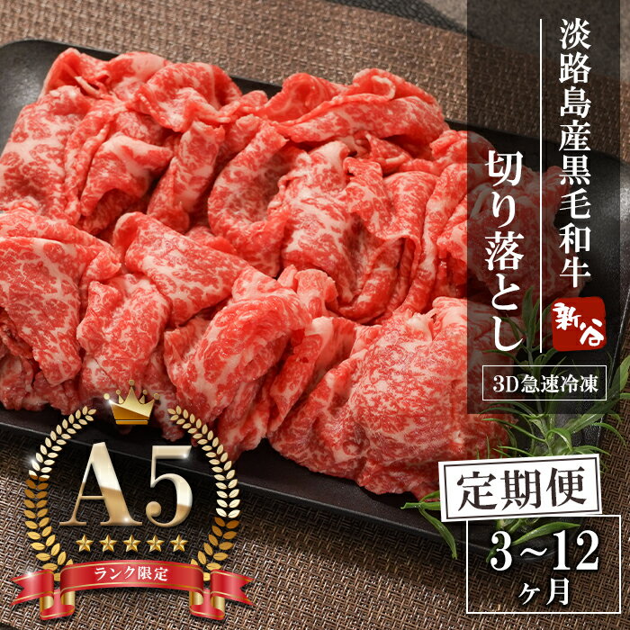 【ふるさと納税】【定期便3～12ヶ月】【A5ランク限定】淡路島産黒毛和牛 切り落とし 500g【神戸ビーフ】 瞬間冷凍 牛肉 国産牛 高級