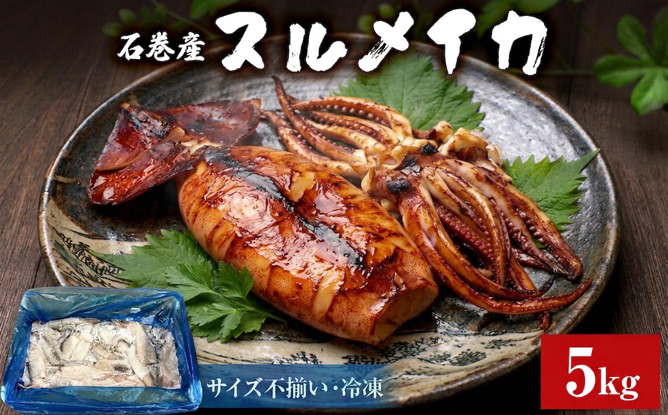 
石巻市産スルメイカ5kg 冷凍 煮物 一夜干し いか おかず おつまみ マリネ
