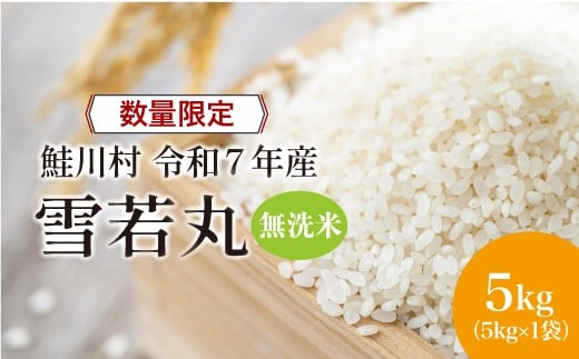 
                  ＜令和7年産 鮭川村 雪若丸＞【無洗米】5kg （5kg×1袋）＜配送時期指定可＞ ◇数量限定となります◇
                