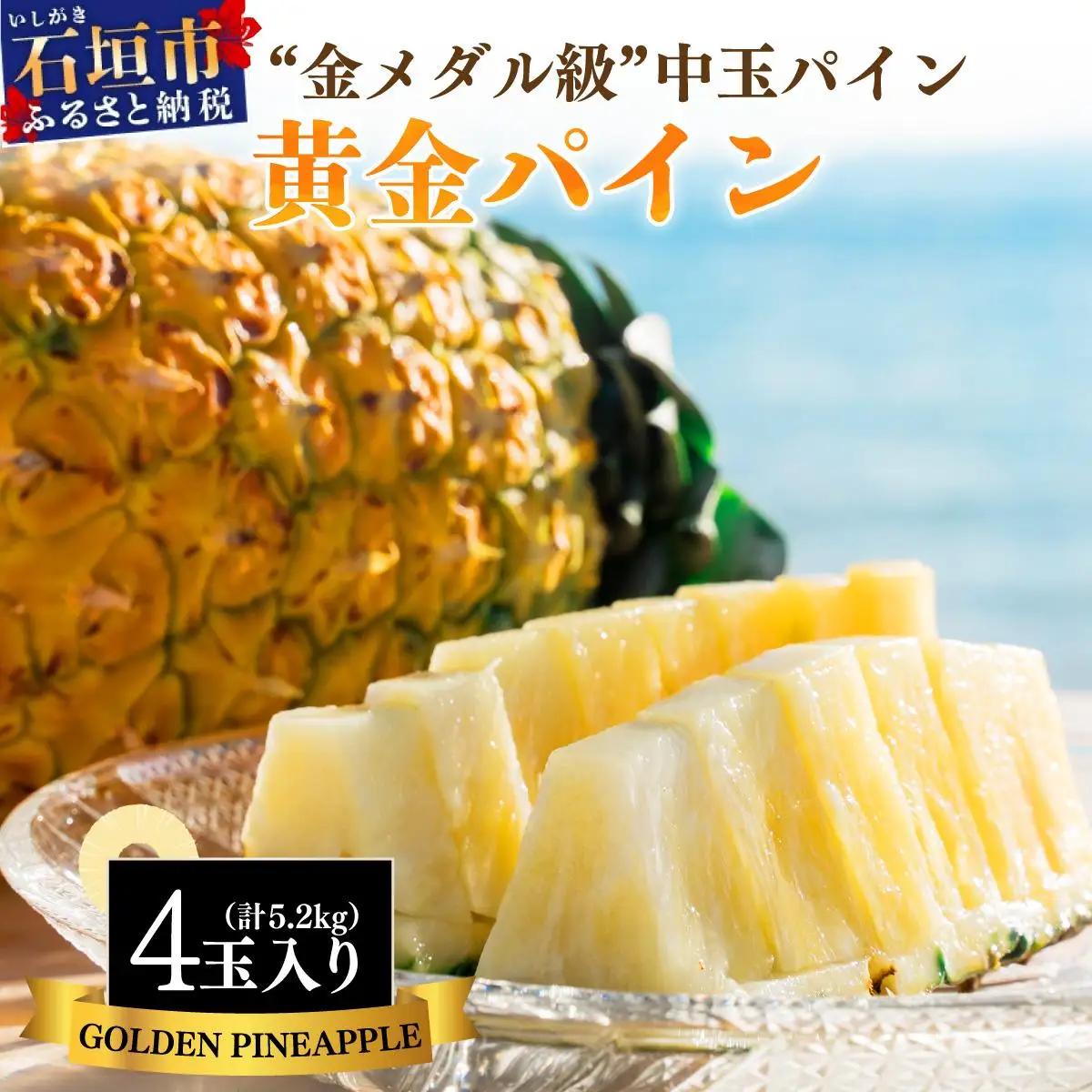 パイナップル  石垣島産 黄金パイン 中玉 4玉 約5.2kg 