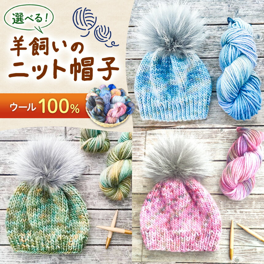 【ふるさと納税】ウール100％羊飼いのニット帽子 選べる色「赤系」or「青系」 or 「黄緑系」 ｜ ニット帽 帽子 ニット ウール ウール100％ 防寒 ファッション 長野県 松川村 信州