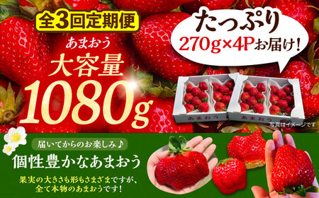 【先行予約】【全3回定期便】あまおう いちご 1080g (270g以上 ×4 パック) 土耕栽培[VAB021]果物 いちご