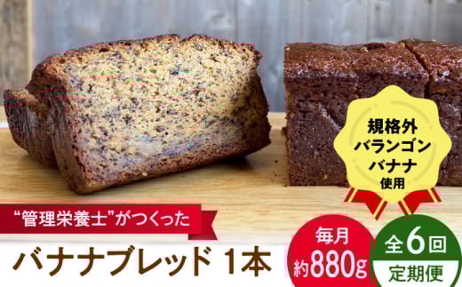 【全6回定期便】バナナブレッド 1本丸ごと約880g / ばなな 手作り ぱん パン 朝食 もったいない 化学合成農薬不使用 バランゴンばなな【earth7716factory】 [ASBV007]