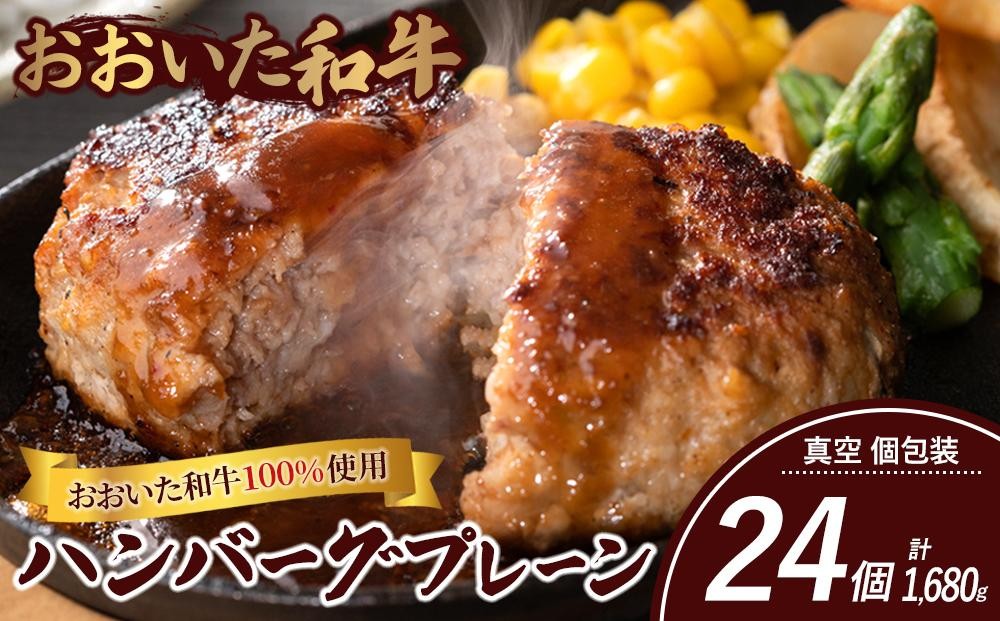 
            ＜おおいた和牛100％使用＞ハンバーグ プレーン 真空 個包装 24個 計約1,680g
          