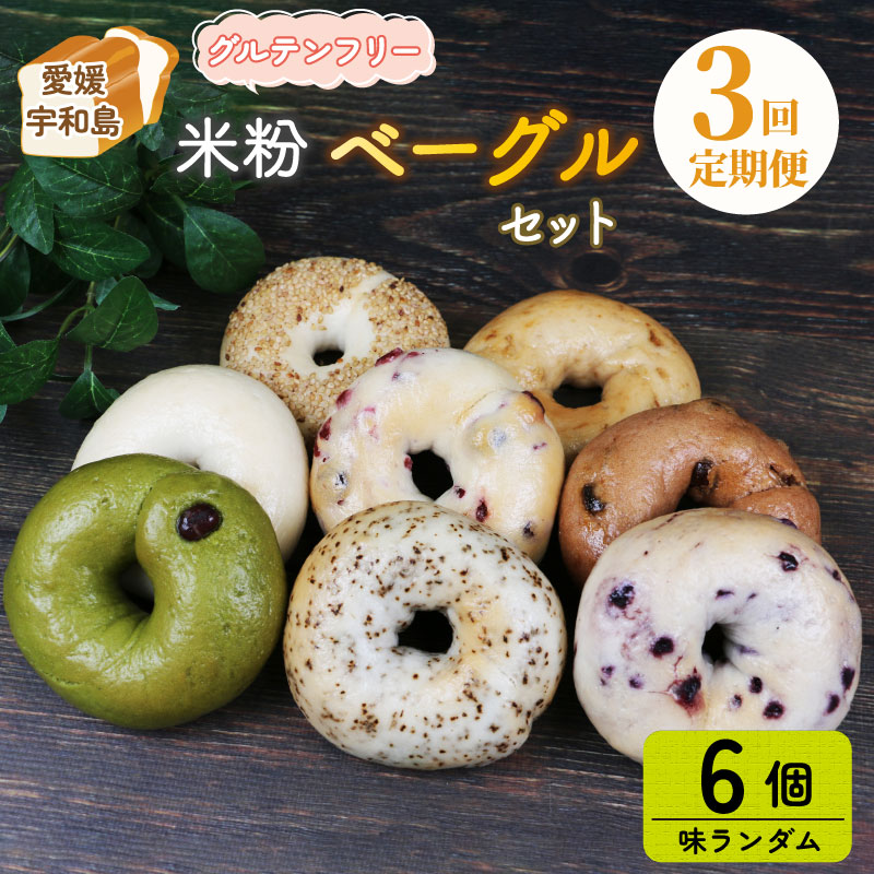 【ふるさと納税】 米粉 ベーグル 定期便 全3回 グルテンフリー 米粉ベーグル おまかせ 6個 セット 恵美須町サービスエリア 詰め合わせ バラエティー お任せ 小麦不使用 手作り もちもち べーぐる 小分け 個包装 菓子 パン ぱん 朝食 おやつ 冷凍食品 愛媛 宇和島 J030-165004