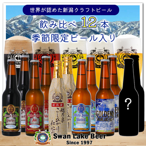 ビール スワンレイクビール 世界一金賞受賞入り＆季節限定ビール入り 飲み比べ12本セット 阿賀野市 新潟県 阿賀野 クラフト 飲み比べ クラフトビール 地ビール ビール お酒 酒 詰め合わせ ギフト プレゼント 贈答 贈り物 1S21025