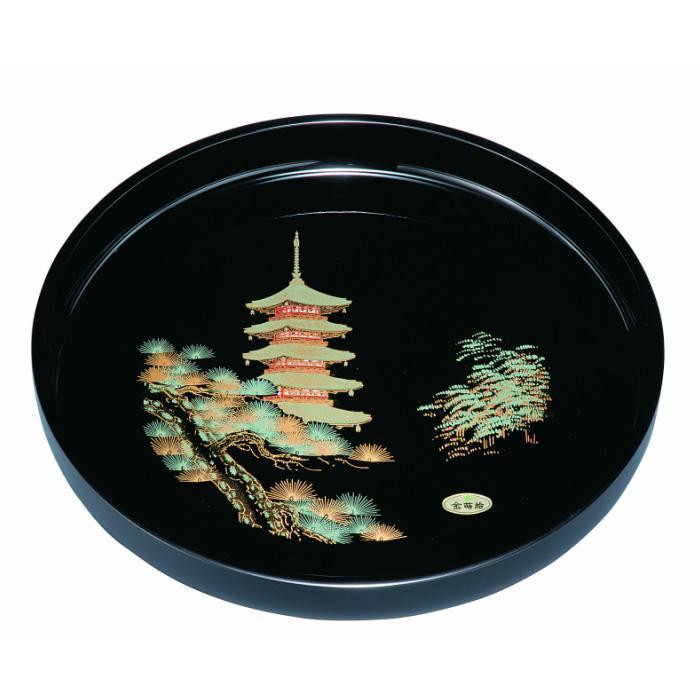 葵丸盆 五重の塔（金蒔絵） ［YG464］ 303446_CC462