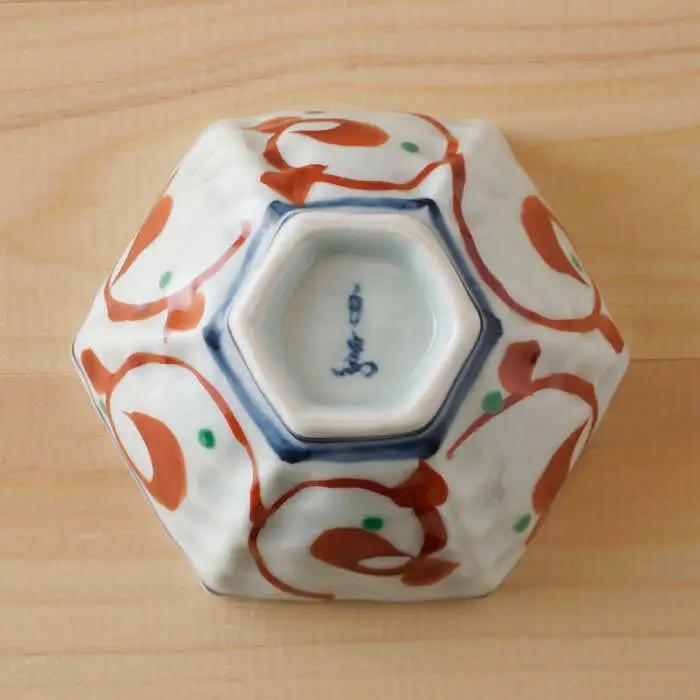 【波佐見焼】赤絵うさぎ 六角小鉢（六角茶付）3個セット 食器 皿【陶もと】[PE34] 波佐見焼