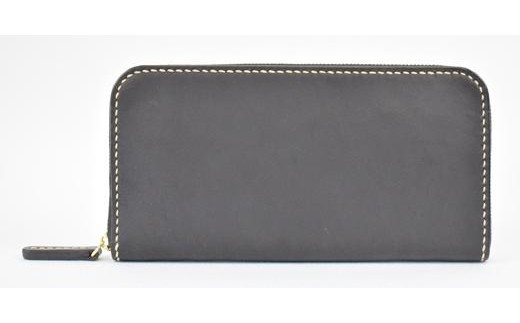 栃木レザー使用｜滑らか本革ラウンドファスナー長財布｜Round zip wallet 01｜ブラック｜minca（全7色）