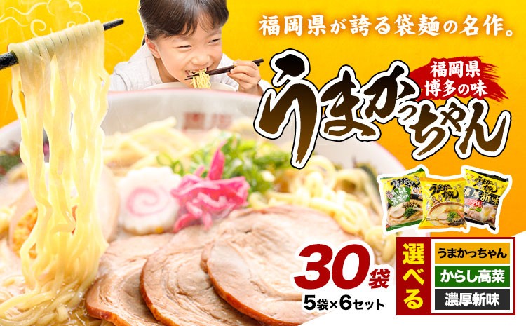 
                  袋麺 豚骨ラーメン うまかっちゃん 5袋×6セット 計30袋 選べる うまかっちゃん からし高菜風味 濃厚新味 地域商社ふるさぽ《90日以内に出荷予定(土日祝除く)》福岡県 鞍手郡 小竹町 ラーメン とんこつ 豚骨スープ 豚骨ラーメン インスタント
                