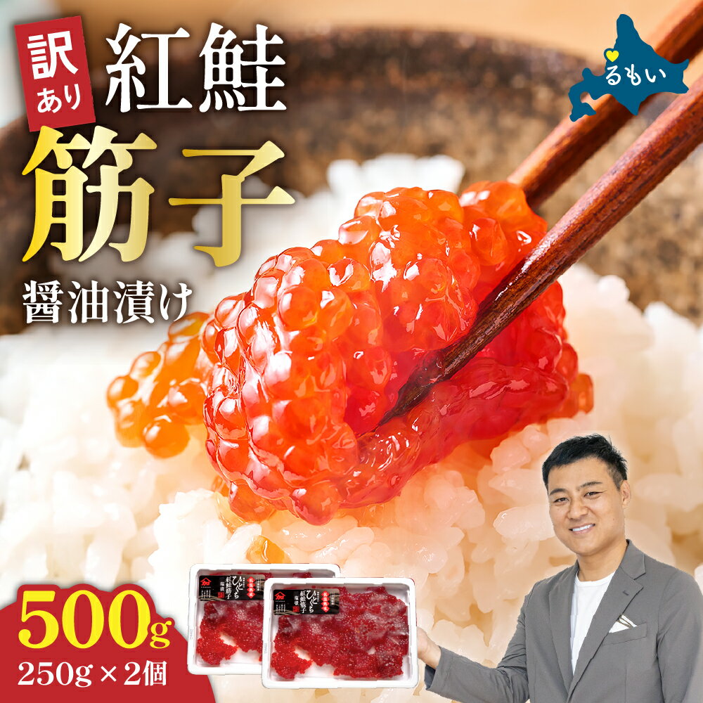 【ふるさと納税】〈選べる量・配送月〉訳あり 北海道 紅鮭 筋子 醤油 漬け 500g (250g×2個入） 加藤水産 ひとくちカット 不揃い 小分け 海鮮 海産物 魚介類 魚卵 鮭 すじこ いくら イクラ 訳アリ おせち R002-004
