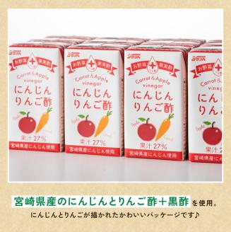 【3ヶ月 定期便 】サンA にんじんりんご酢 紙パック （125ml×24本）【 全3回 飲料 にんじん 人参  ニンジン りんご酢 黒酢 りんご果汁 紙パック 長期保存 備蓄 送料無料 】