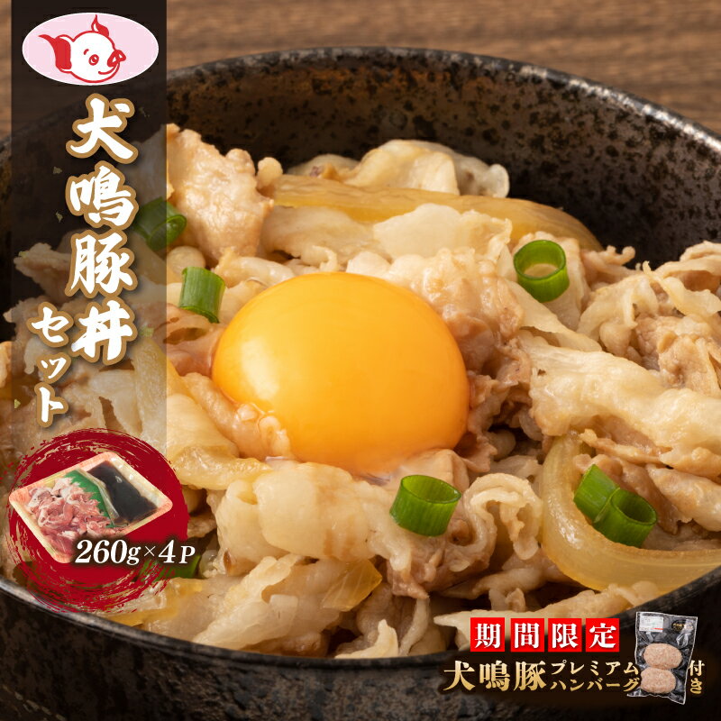 【ふるさと納税】期間限定 訳あり 泉佐野ブランド豚 犬鳴豚 豚丼 セット 8人前 小分け 4P 切り落とし 特製タレ付き ハンバーグ付き 簡単調理 脂質 あっさり 肉の甘み アレンジ 野菜炒め 生姜焼き お肉 豚肉 冷凍便 大阪府 泉佐野市 送料無料 肉の泉佐野