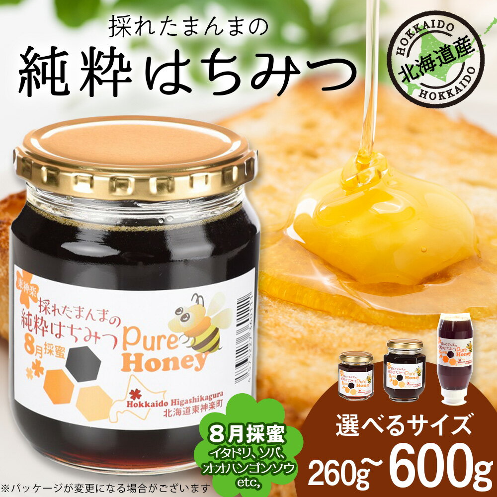 【ふるさと納税】東神楽産採れたまんまの純粋はちみつ 選べる260g〜600g【8月採密】イタドリ・オオハンゴンソウ・ソバ etc.はちみつ ハチミツ 蜂蜜 国産 非加熱 完熟 調味料 ハニー 純粋 東神楽ふるさと納税 北海道ふるさと納税
