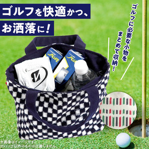 久留米絣ゴルフラウンドトートバック（IS）_久留米絣 ゴルフラウンド トートバッグ（IS） 儀右ェ門 ブランド おしゃれ ファスナー付き メンズ レディース マチあり ゴルフ ボール ティ グローブ 