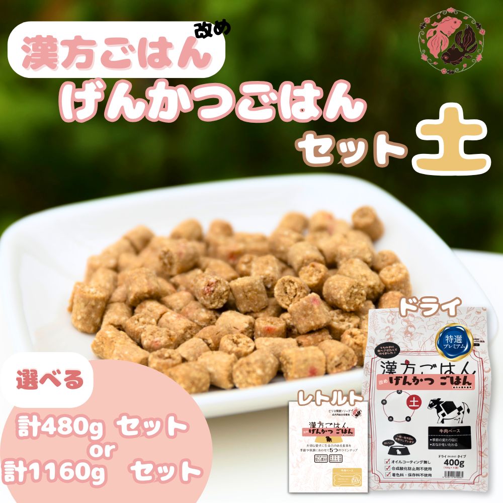 【ふるさと納税】 ペットフード 犬 げんかつごはん 【 選べる 容量 】 漢方ごはん 土 ドライタイプ レトルト 計480g 計1160g セット 愛犬用 ノンオイルコーティング 食養生 薬膳 総合栄養食 安心素材 北海道食材 漢方食材 着色料 保存料 酸化防止剤不使用 北海道 札幌市