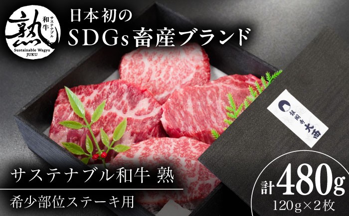 
            サステナブル和牛 熟 稀少部位ステーキ用（ロース/バラ/モモ/カタ） 120ｇ×4枚  | サステナブル和牛 和牛 牛肉 肉 にく 島根県雲南市/株式会社熟豊ファーム [AIAT012]
          