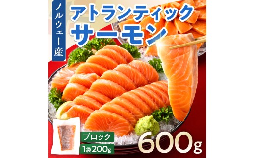 アトランティックサーモン 刺身 サーモン ポーション ブロック 柵 選べる容量 600g AE024-1