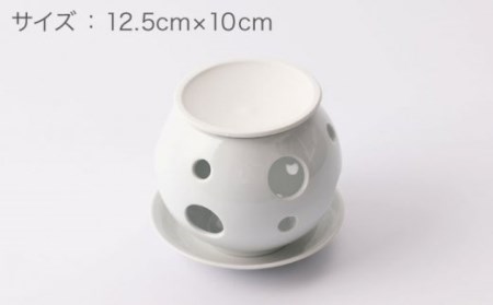 肥前吉田焼ホワイト茶香炉使い分けセット上皿2枚付き NAZ401 