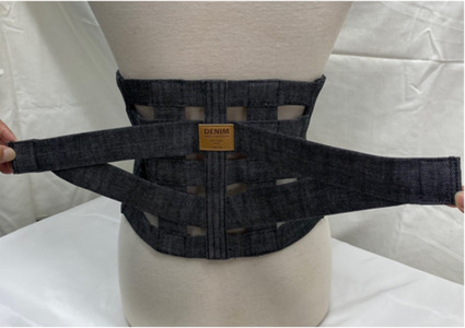 プレゼントサポーターMサイズ（80～85cm）職人の手作り 簡単 装着 ウエストサポーター サポート シェイプベルト デニム マジックテープ 高品質 安心 ウォーキング スポーツ 国産 日本製 プレゼ
