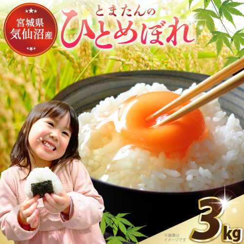 米 宮城県産 とまたんのひとめぼれ 3kg [サンフレッシュ小泉農園 宮城県 気仙沼市 20565645] ひとめぼれ ブランド米 白米 精米 ご飯 ごはん コメ こめ お米 小分け 家庭用