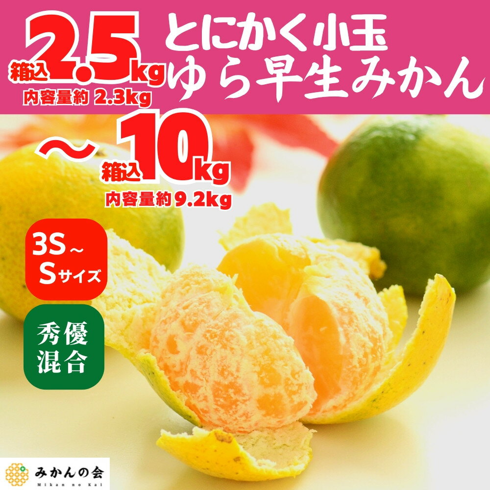 【ふるさと納税】ゆら早生 みかん 小玉ちゃん 箱込 2.5～10kg 3S～Sサイズ混合 秀優混合 有田みかん 和歌山県産 【みかんの会】［2026年10月下旬頃より順次発送予定］ | 和歌山 フルーツ 果物 くだもの かんきつ 柑橘 柑橘類 みかんの会 送料込み 送料無料