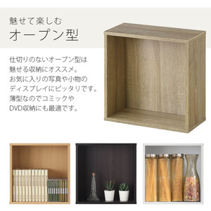 【完成品でお届け】木製収納ボックス〔薄型タイプ・オープンタイプ〕（ウォールナット）キューブボックス 扉付き カラーボックス スリム 本棚 本 漫画 コミック 小物 収納 CD DVD 収納ボックス キ