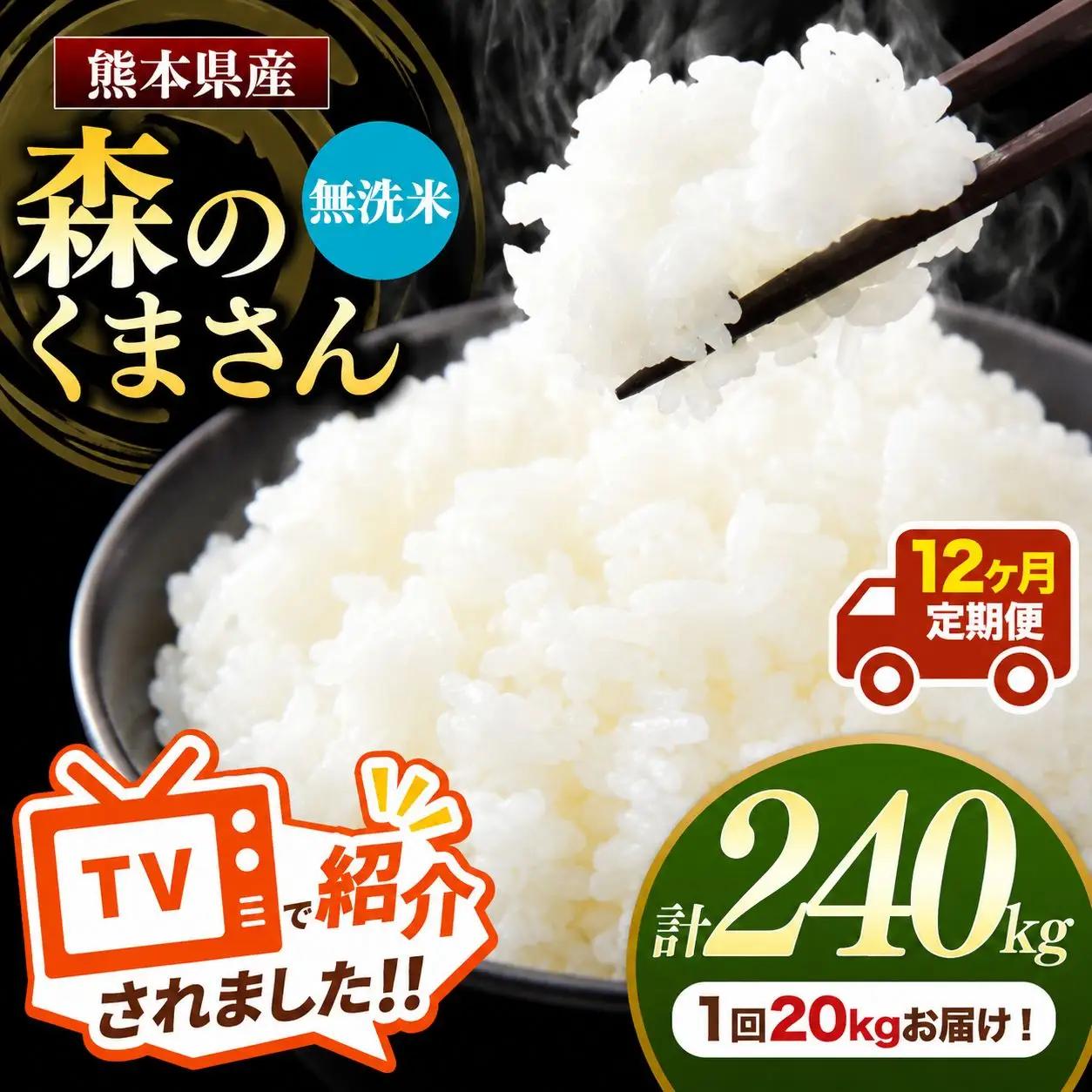 【 定期便 12回 】 R7年産 熊本県産 無洗米 森のくまさん 20kg