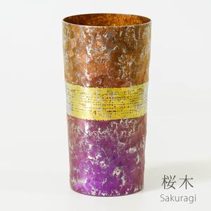 チタン二重タンブラー 木肌 プレミアム 桜木 350ml