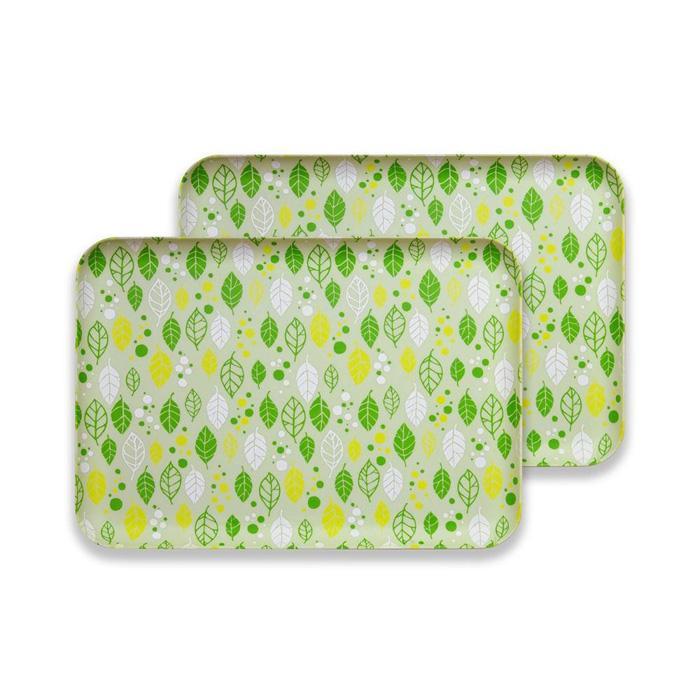 【ふるさと納税】友禅染和紙トレー M 33cm 2枚セット サマー リーフ グリーン タツクラフト 【Tk270】 | 橋本達之助工芸 TATSU-CRAFT おしゃれ 送料無料 日用品 インテリア ランチ