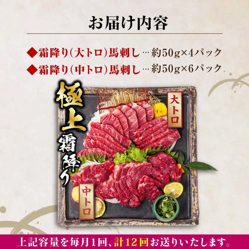 【全12回定期便】国産 霜降り馬刺し2種セット 約500g 馬刺し[AYBP008]