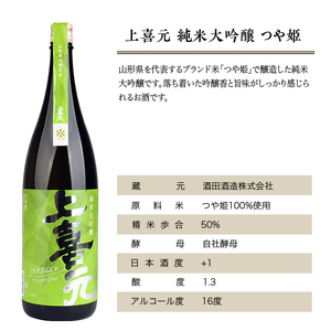 SF0230　上喜元 山形県内限定流通品 3種飲み比べセット　計3本(各1800ml×1本)