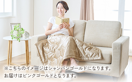 「毎日シルクに包まれて眠りたい」【中わた 富岡産シルク100％】 シルクひざ掛け ピンクゴールド シルク 絹 贈り物 ギフト 国産 F21E-448