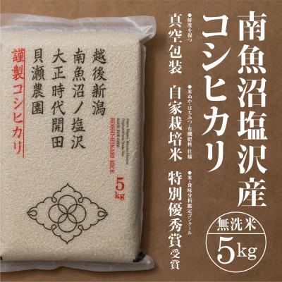ふるさと納税 南魚沼市 令和8年産新米予約「貝瀬農園米」5割減農薬米　南魚沼塩沢産コシヒカリ　無洗米5kg