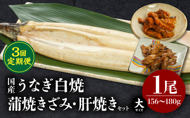 【3回定期便】うなぎ白焼(大サイズ)・きざみ・肝焼きセット うなぎ ウナギ 鰻 大サイズ 国産 宮崎県産 白焼 蒲焼 きざみ 肝焼き セット 定期便 3回 冷凍 ギフト 丑の日