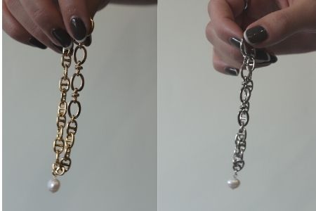 【LENERAオリジナルブレスレット】pearl chain brace / silver