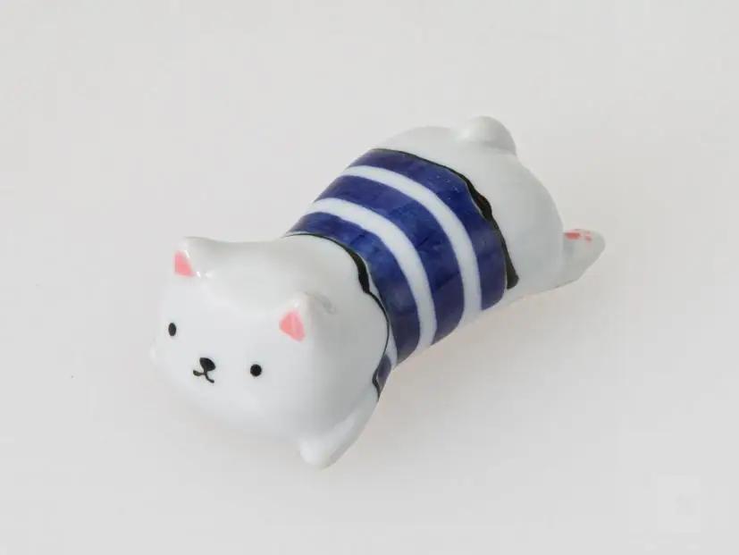 【波佐見焼】箸置き5個組 CAT青 【西海陶器】 ５　２0８００