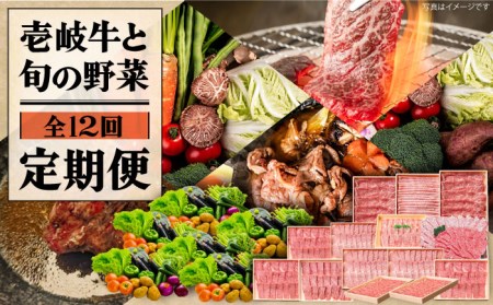 【全12回定期便】《A4-A5ランク》壱岐牛と旬の野菜定期便 [JBO079] 黒毛和牛