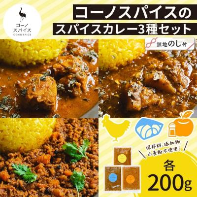 ふるさと納税 名古屋市 《無地熨斗》 コーノスパイス スパイスカレー3種セット チキン サバと大根 キーマ 各200g