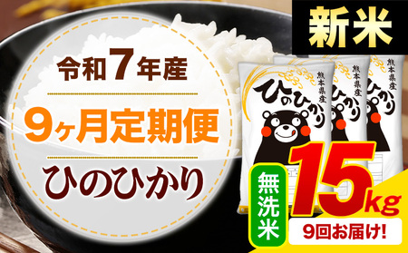 【9ヶ月定期便】令和7年産 無洗米 ひのひかり 定期便 15kg《申込月の翌月から出荷開始》熊本県産 ふるさと納税 精米 ひの 米 こめ ふるさとのうぜい ヒノヒカリ コメ お米