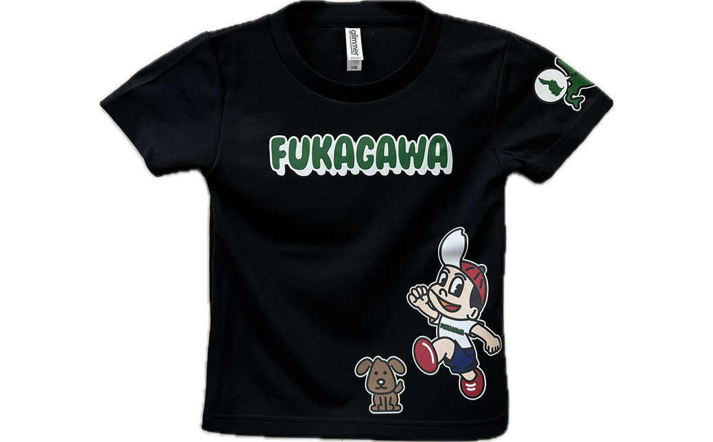 FUKAGAWAオリジナルTシャツ ホワイト／ブラック（子ども用）・オリジナルピンバッチセット