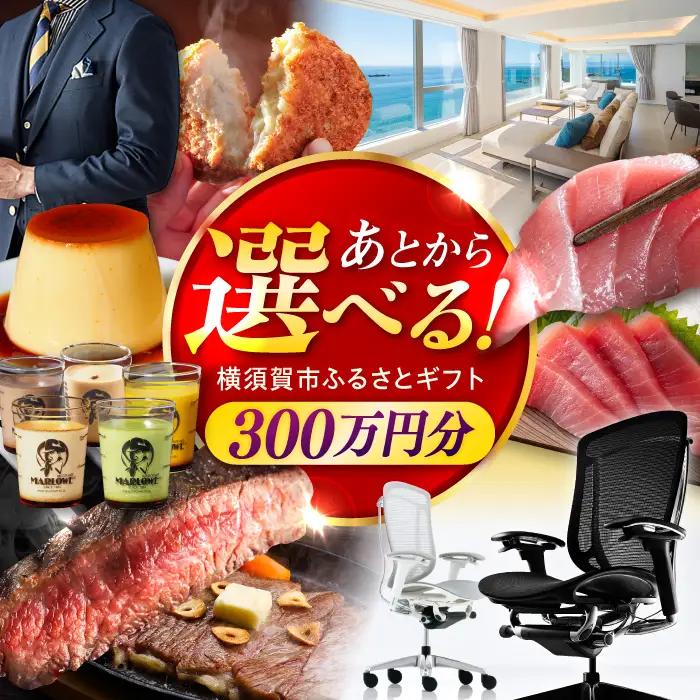 【あとから選べる！】横須賀市 ふるさとギフト 300万円分 牛肉 葉山牛 プリン スイーツ 干物 マグロ 米 オフィスチェア 定期便 神奈川 横須賀 あとから 選べる あとから寄附 あとからチョイス セレクト[AKZZ013]