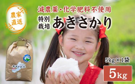 【令和7年産】 新米減農薬・化学肥料不使用 特別栽培あきさかり 5kg  無農薬 有機米 南越前町