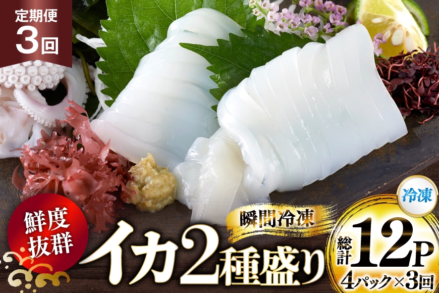 海鮮 魚介 イカ 2種盛り（胴体＋ エンペラ ・ ゲソ ） 3回 定期便 [舘浦漁協 長崎県 平戸市 hr42bgy420813] おつまみ 新鮮 刺身 下足 セット 盛り合わせ 瞬間冷凍 冷凍 コリ