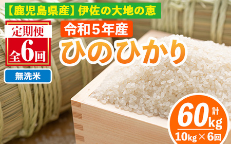 isa520-B 【定期便6回】 ＜無洗米＞令和6年産 鹿児島県伊佐南浦産ひのひかり (合計60kg・計10kg×6ヵ月) 国産 白米 精米 無洗米 伊佐米 お米 米 生産者 定期便 ひのひかり 新米【Farm-K】