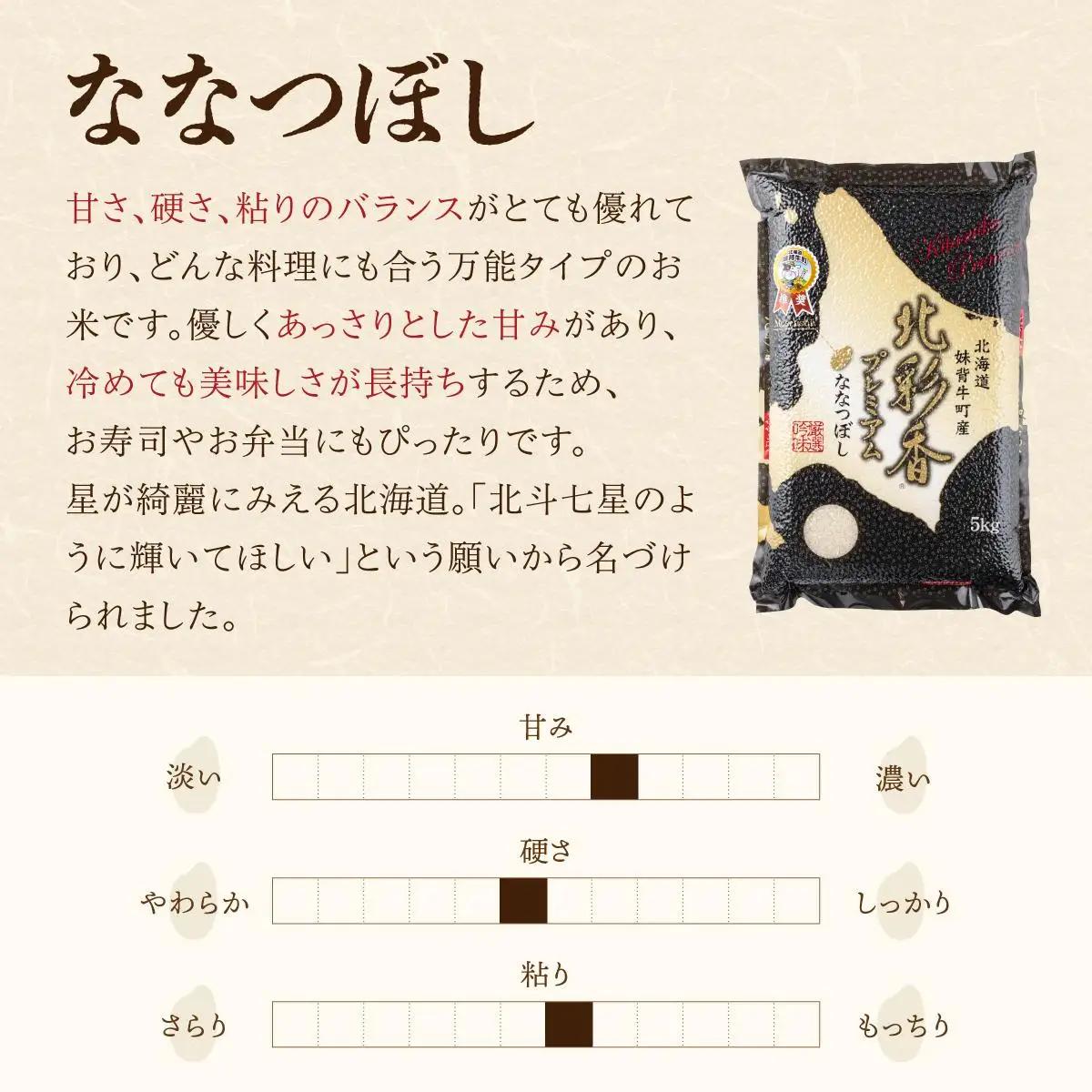 定期便 令和8年産 妹背牛産【プレミアム北彩香(ななつぼし)】白米20kg×全3回 2026年10月発送