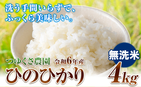 新米 令和6年産 ひのひかり 無洗米4kg 熊本県 荒尾市産 米 無洗米 つゆくさ農園 《30日以内に出荷予定(土日祝除く)》